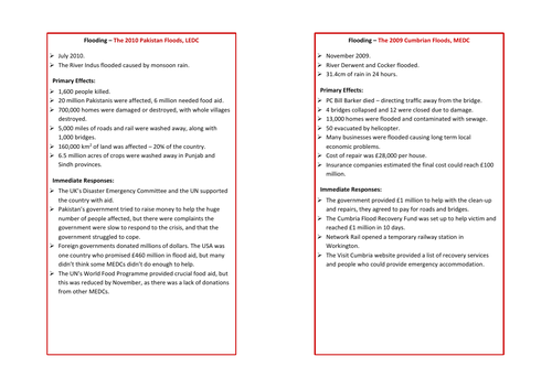 GCSE Geography Physical Case Study Flash Cards