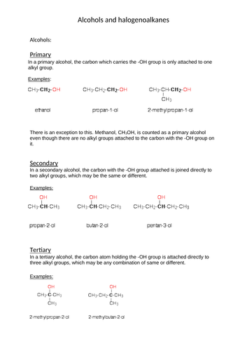 Alcohols & Halogenoalkanes