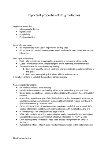 Properties of drug molecules