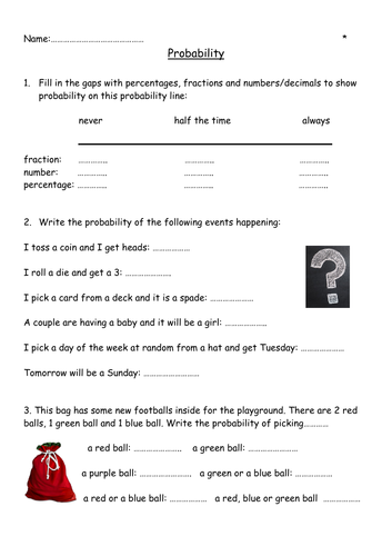 Probability Lesson (Input and Worksheets KS2/KS3 ...