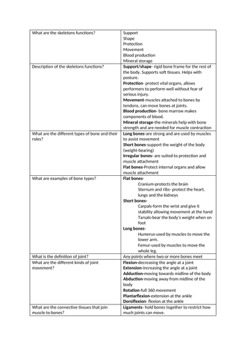 GCSE PE paper one flash cards