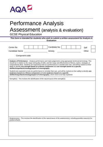 AQA GCSE PE 9-1 Analysis & Evaluation