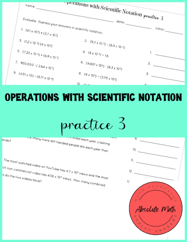 Operations with Scientific Notation Quiz | Teaching Resources