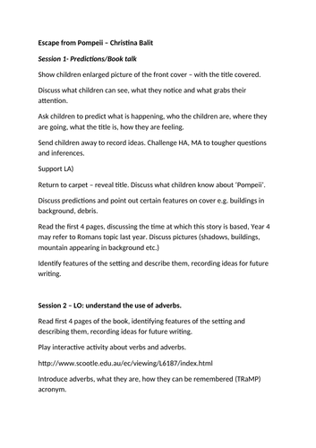 Escape from Pompeii - Teaching Sequence - English/History