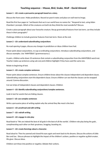 Mouse, Bird, Snake, Wolf - Teaching Sequence