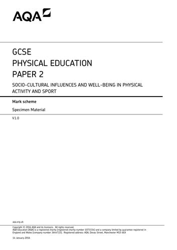 AQA GCSE PE 9-1 Exam paper 2 full lesson content, End of topic assessment and mark schemes.