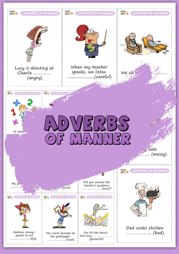 Adverbs of Manner Worksheets | ESL Grammar Practice Activities (-ly words)
