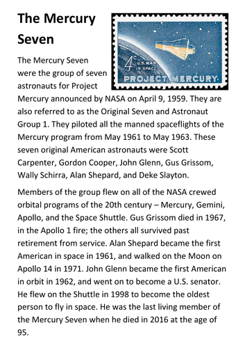 The Mercury Seven Handout