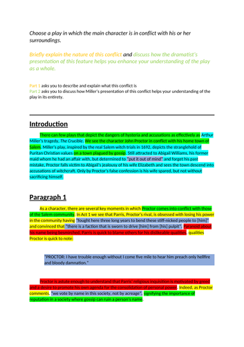 Higher English Model Essay: The Crucible (16/20) - Conflict with Surroundings