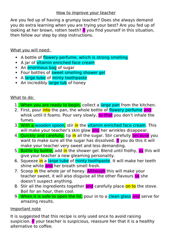 Instructions How to improve your teacher Year 3/4