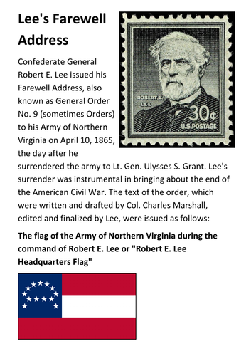 General Lee's Farewell Address Handout