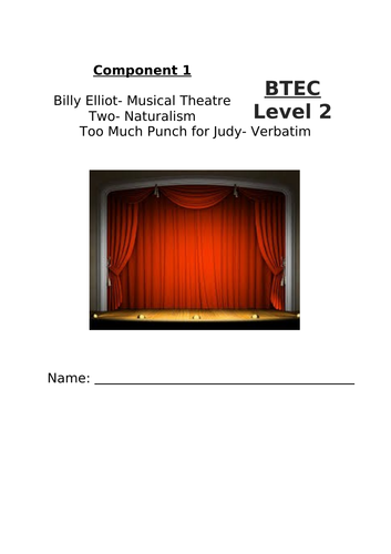 Home Learning Pack- BTEC Level 1/2 Performing Arts Comp 1