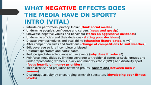 RO54 OCR sport studies Media in Sport assignment 3 Negatives of Media