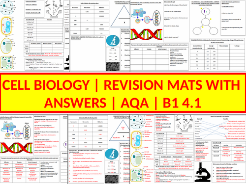 B1 Revision Mats |  4.1 Cell Biology | AQA | With Answers