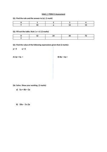 Basic Algebra and Statistics Assessment