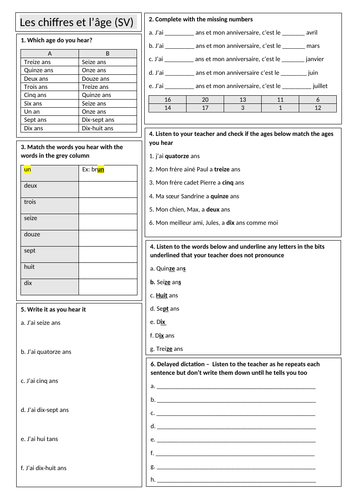 KS2 French - Micro-listening enhancers on Telling one's age / Numbers