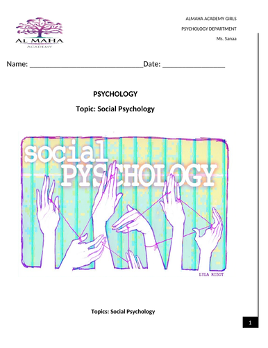 Psychology Edexcel (9-1) revision pack: Social Psychology