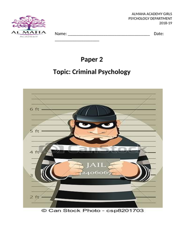Psychology Edexcel (9-1) revision pack: Criminal Psycholgy