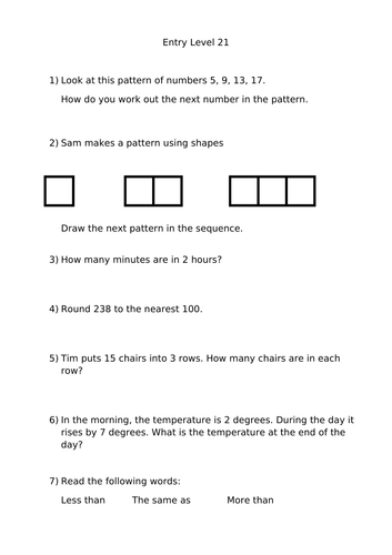 GCSE Foundation Number and Space Revision 21 - 30 (word version ...