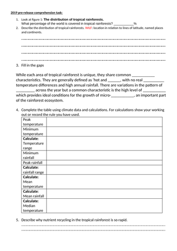 Pre-release Geography 2019 tropical rainforests