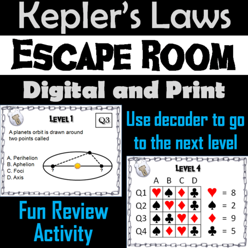 Kepler's Laws Activity: Space Science Escape Room Astronomy