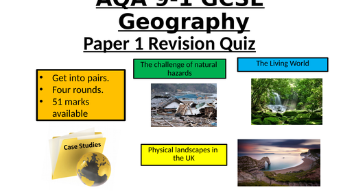 AQA GCSE Geography Paper 1 - Revision Quiz