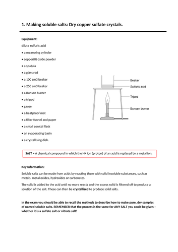 GCSE CHEMISTRY - MAKING SOLUBLE SALTS REQUIRED PRACTICAL