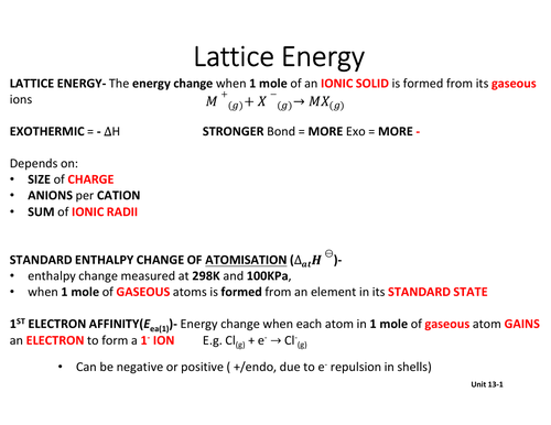 Topic 8 & 13: Energetics I and II