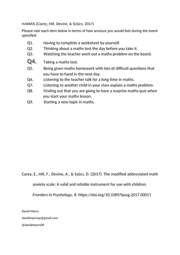 CPD Measuring Mathematical Anxiety