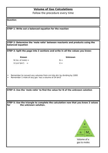 Chemical calculations gases