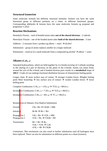 A Level Core Organic Chemistry