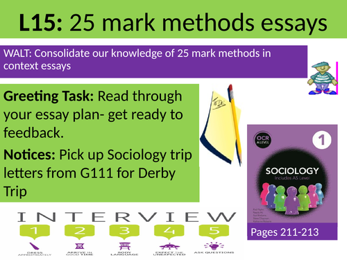 Sociology Research Methods Lesson 15 Doing a  25 mark essay