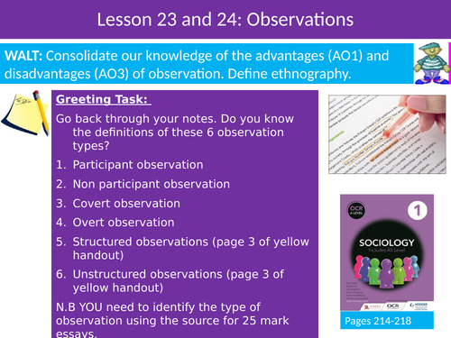 Sociology Research Methods Lesson 24 and 25 Observations