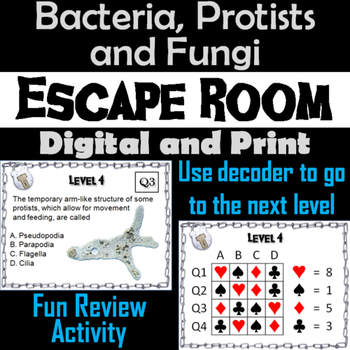 Bacteria, Protists and Fungi Activity: Biology Escape Room Science