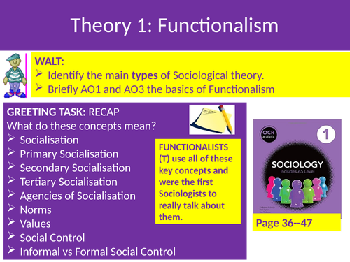 Sociology #SOCCUID Culture, Socialisation and Identity Lesson 12 Introducing Functionalism