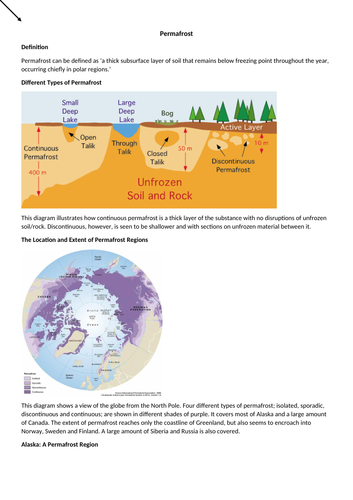 GCSE Geography - permafrost notes and case study