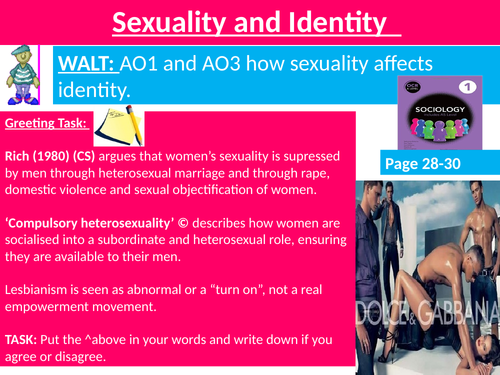 Sociology #SOCCUID Culture, Socialisation and Identity Lesson 23 Sexuality and Identity