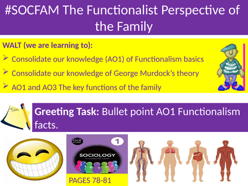 Sociology #SOCFAM Families Lesson 18 Functionalism and The Family