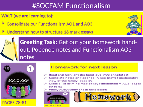 Sociology #SOCFAM Families Lesson 19 and 20  Functionalism and The Family