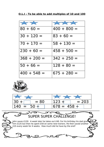 Adding multiples of 10 and 100