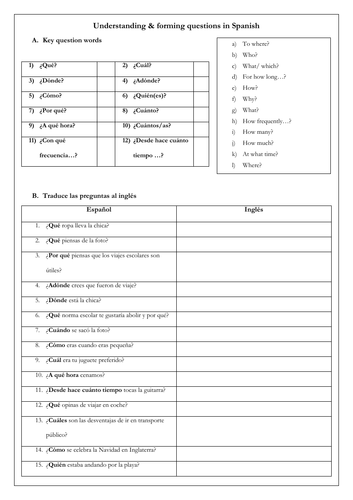 GCSE Spanish  Mastering Question Words (Exam Skills)