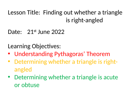 Proving whether Triangle is Right-angled