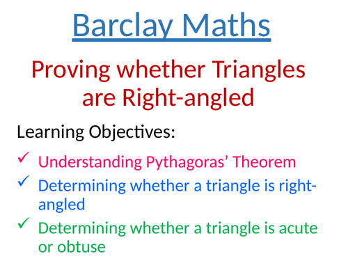 Proving whether Triangle is Right-angled