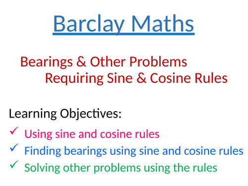 Bearings using Sine and Cosine Rule