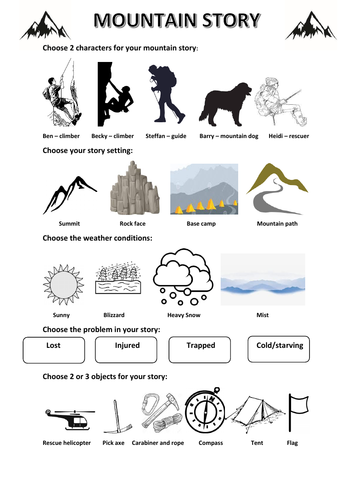 Mountain adventure Story Planner