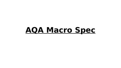 New Specification AQA Economics
