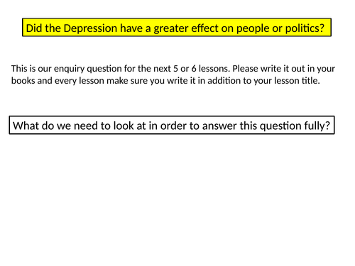 The Great Depression and the New Deal - SOW | Teaching Resources
