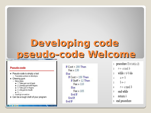 Developing code using pseudo-code