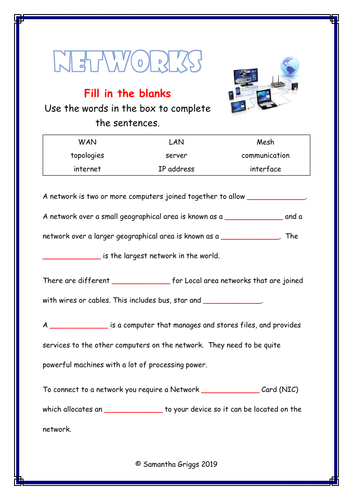 Year 9 Networks Fill in the Blanks