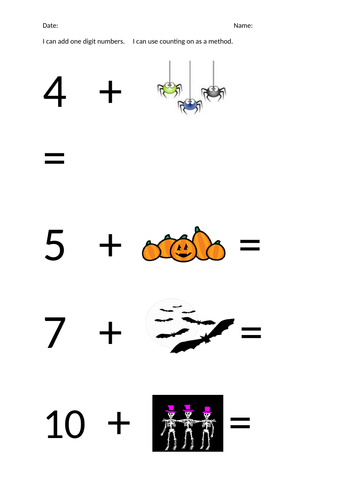 Halloween theme addition using counting on